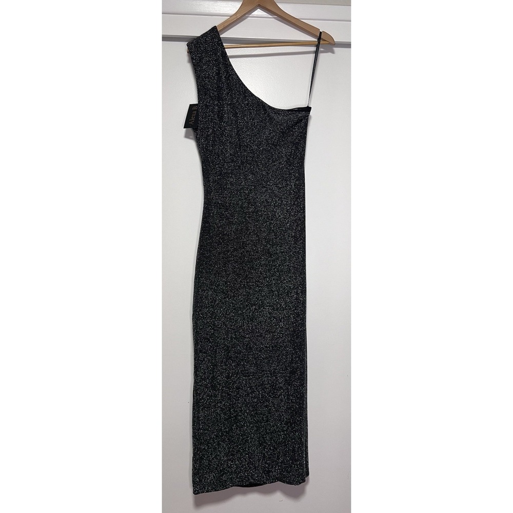 Alexa B One-Shoulder Metallic Midi Dress, Size 8